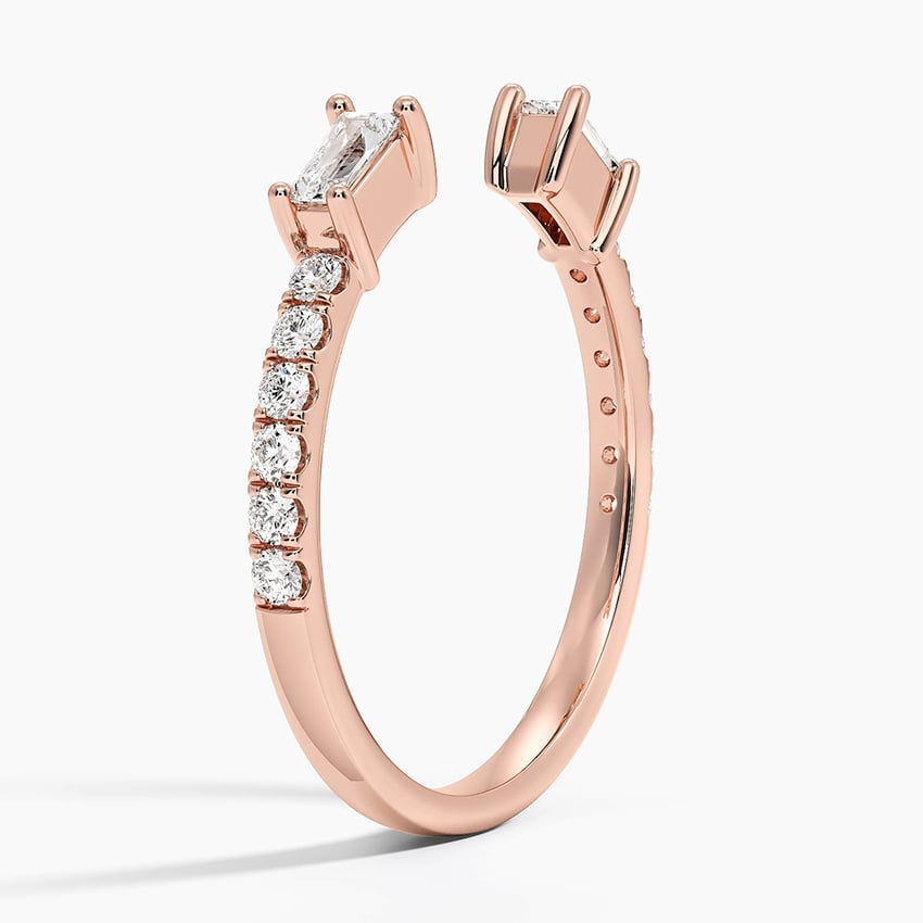 Baguette And Round Lab Grown Diamond Open Shank Wedding Band