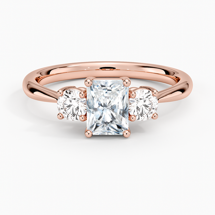 3/4 Radiant Lab Grown Diamond Three Stone Gold Ring