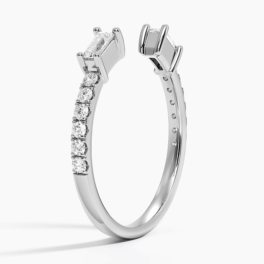 Baguette And Round Lab Grown Diamond Open Shank Wedding Band