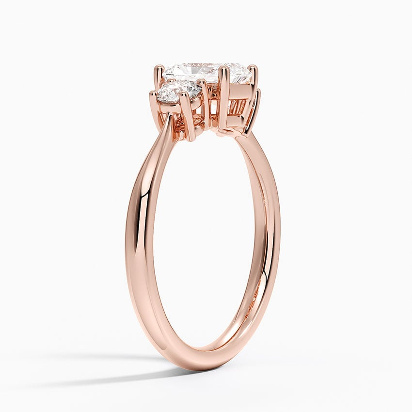 3/4 Radiant Lab Grown Diamond Three Stone Gold Ring