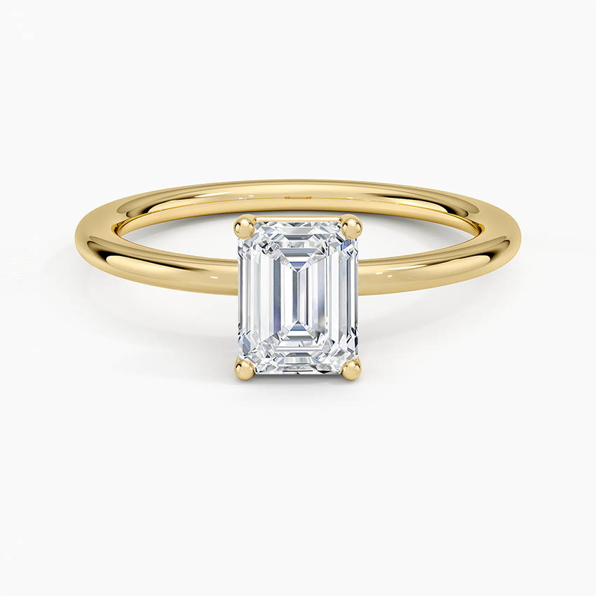 1Ct Emerald Lab Grown Diamond Gold Solitaire Ring
