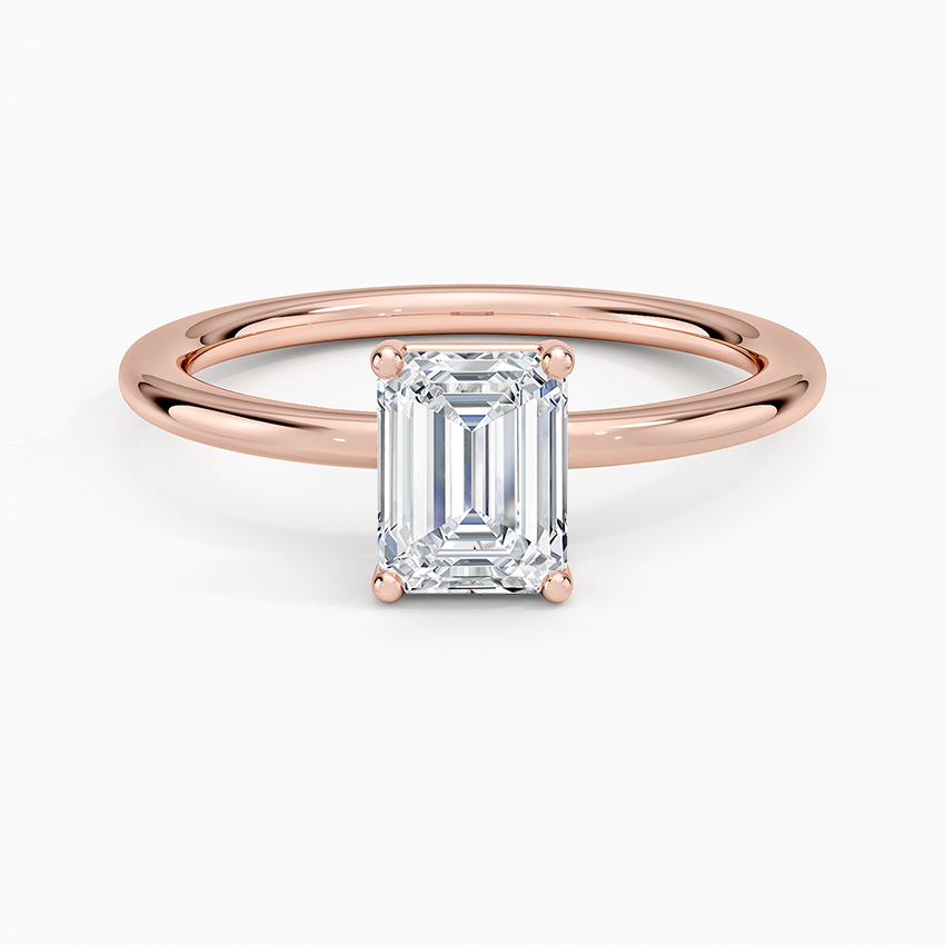 1Ct Emerald Lab Grown Diamond Gold Solitaire Ring