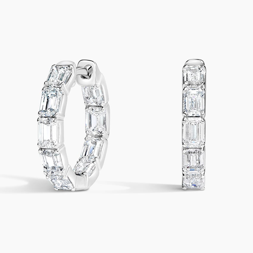 2.87 CTW Emerald Cut Lab Grown Diamond Hoop Earrings