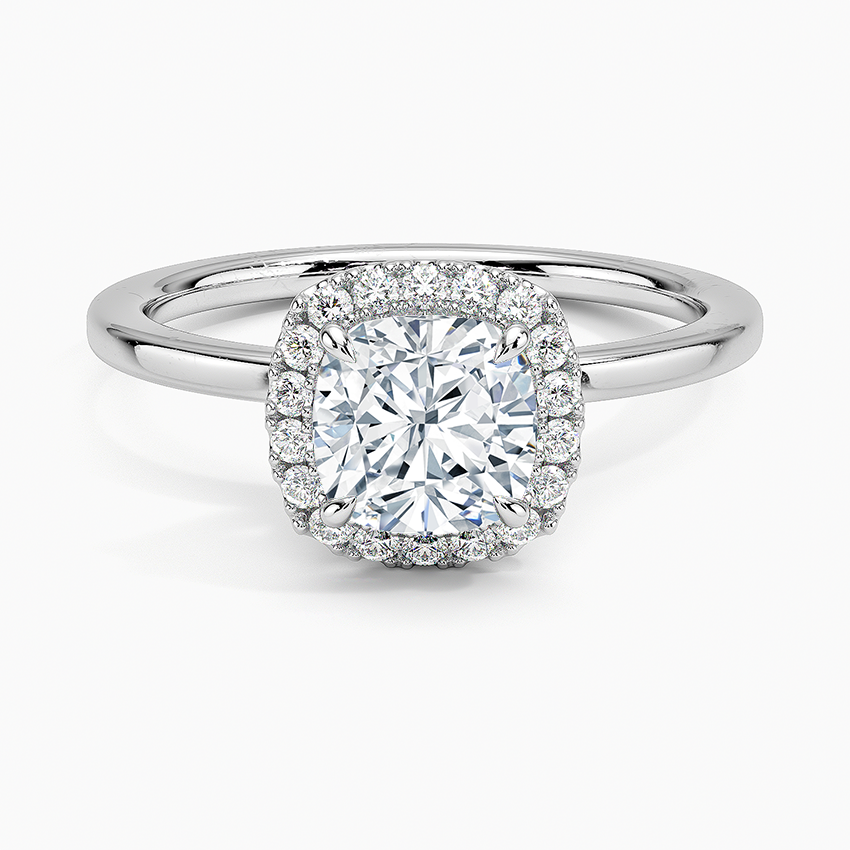 11/4Ct Cushion Lab Grown Diamond Gold Halo Engagement Ring
