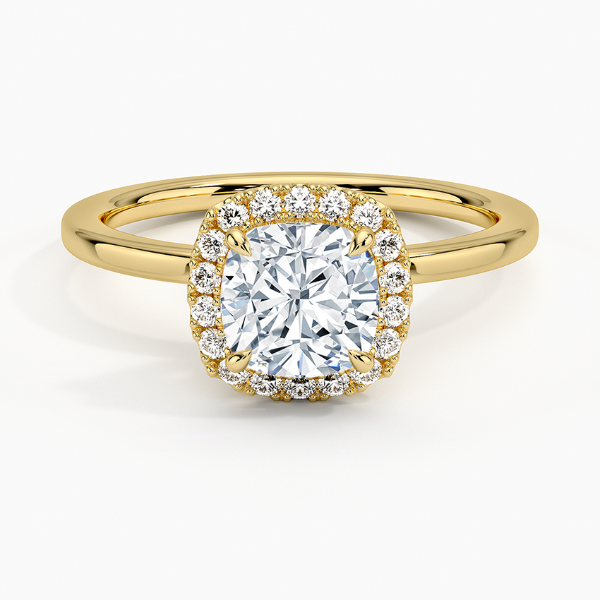 11/4Ct Cushion Lab Grown Diamond Gold Halo Engagement Ring