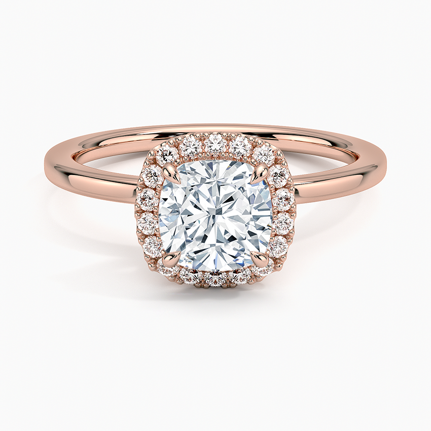 11/4Ct Cushion Lab Grown Diamond Gold Halo Engagement Ring