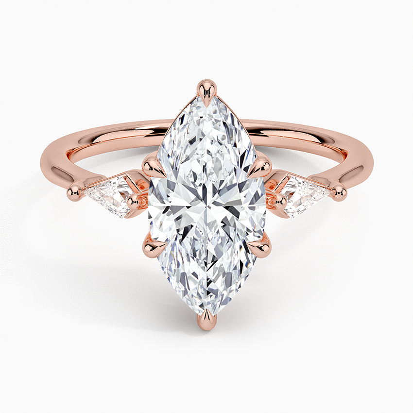 2Ct Marquise Lab Grown Diamond Gold Three Stone Ring