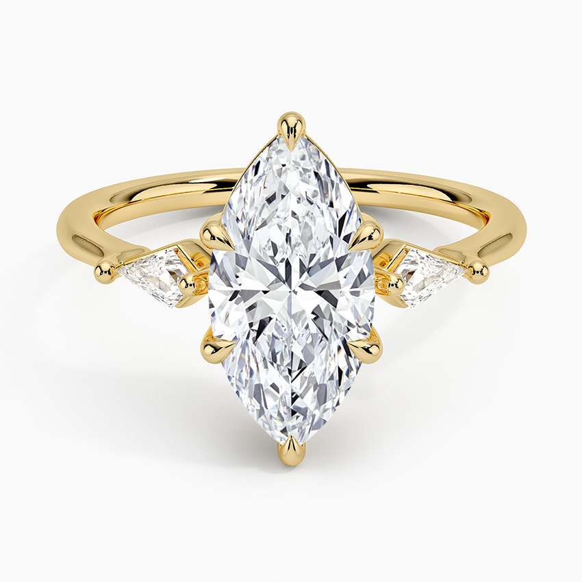 2Ct Marquise Lab Grown Diamond Gold Three Stone Ring