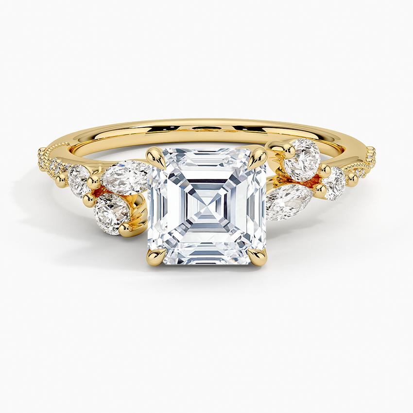 11/2Ct Asscher Lab Grown Diamond Gold Engagement Ring