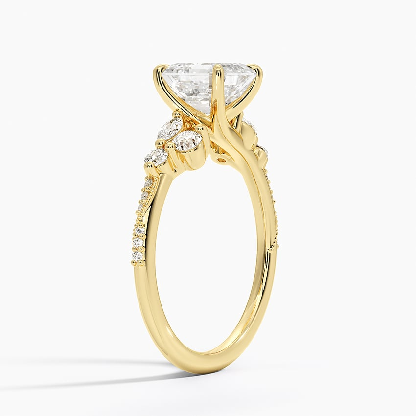 11/2Ct Asscher Lab Grown Diamond Gold Engagement Ring