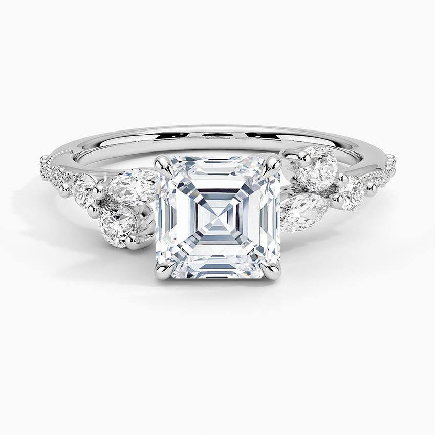 11/2Ct Asscher Lab Grown Diamond Gold Engagement Ring