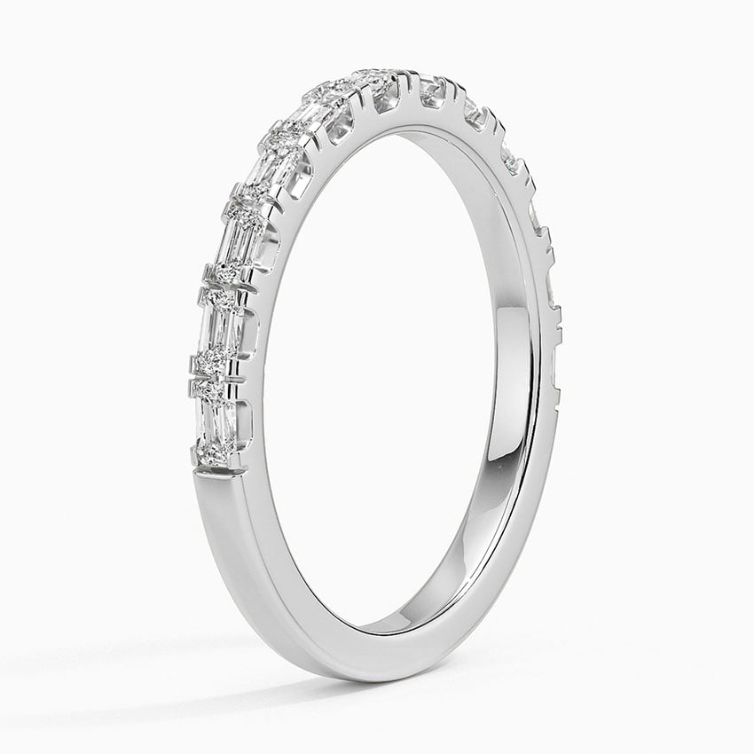 0.45 CTW Baguette Lab Grown Diamond 18k Solid Gold Diamond Wedding Band