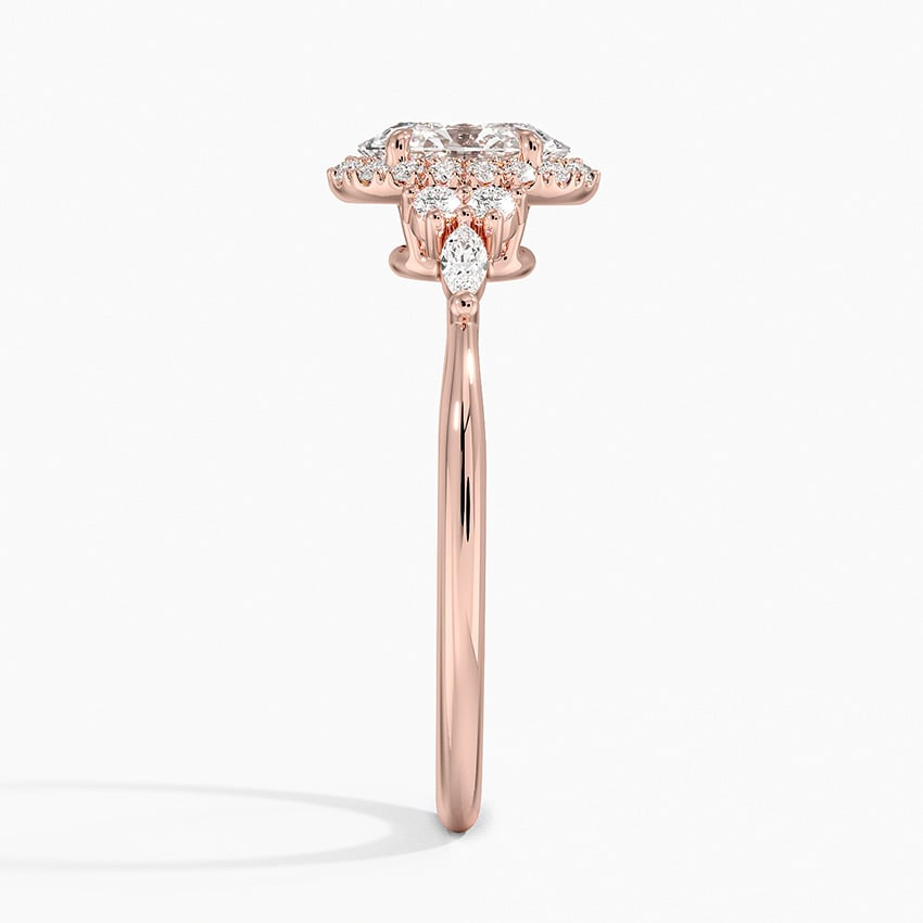 3/4Ct Oval Lab Grown Diamond Gold Halo Engagement Ring