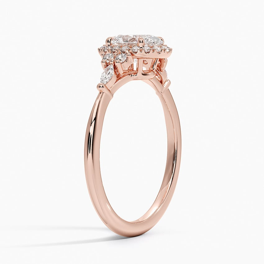 3/4Ct Oval Lab Grown Diamond Gold Halo Engagement Ring