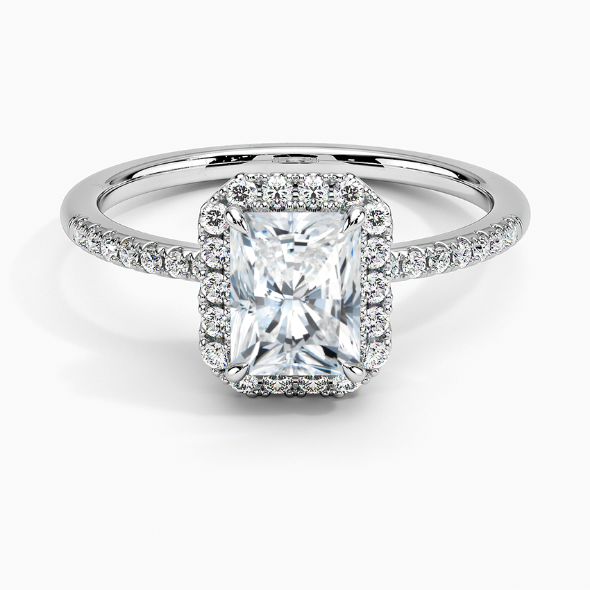 1Ct Radiant Lab Grown Diamond Halo Engagement Ring