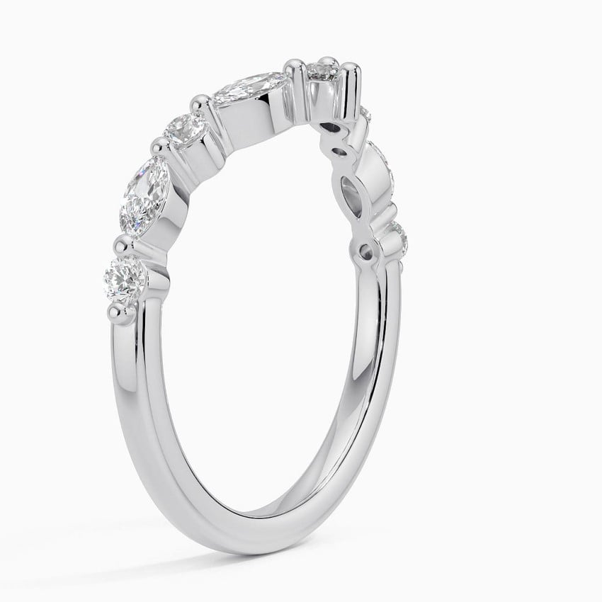 Round And Marquise Lab Grown Diamond Chevron Shape Wedding Band