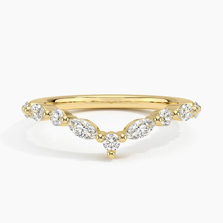 Round And Marquise Lab Grown Diamond Chevron Shape Wedding Band