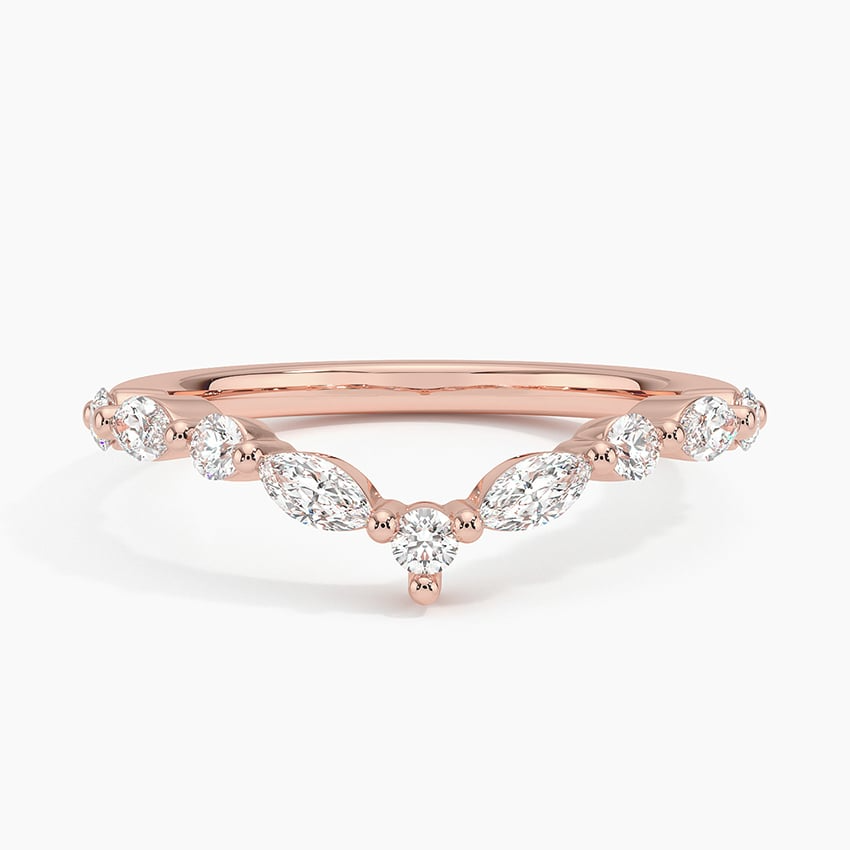 Round And Marquise Lab Grown Diamond Chevron Shape Wedding Band