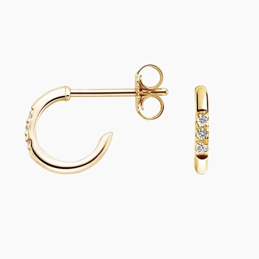 0.04 CT Lab Grown Diamond Huggie Earrings