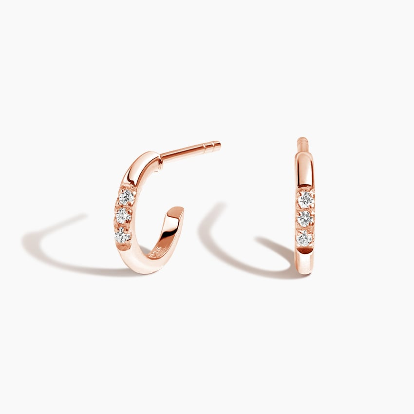 0.04 CT Lab Grown Diamond Huggie Earrings