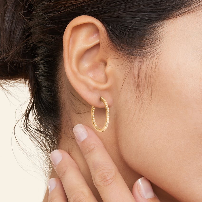 Small Perfect Hoop Lab Grown Diamond Earrings in 14K White Gold