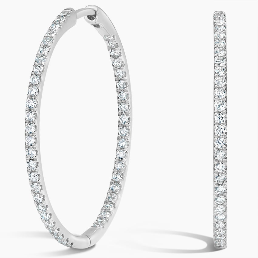 0.79 CTW Medium Size Hoop Lab Grown Diamond Earrings