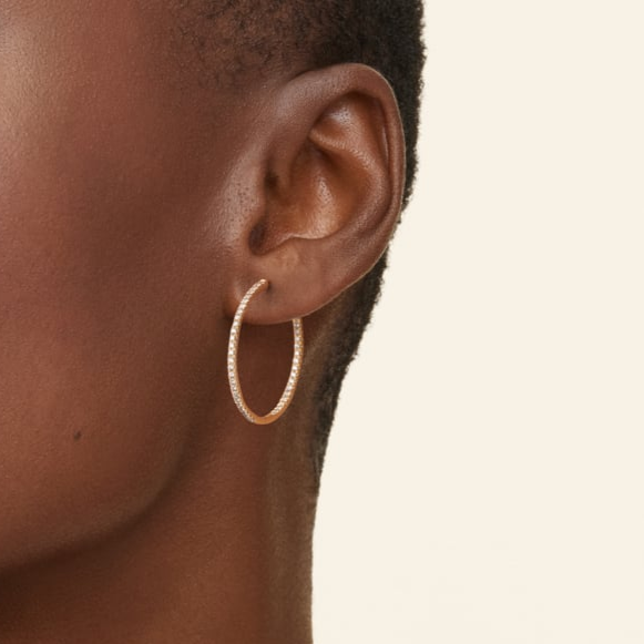0.79 CTW Medium Size Hoop Lab Grown Diamond Earrings