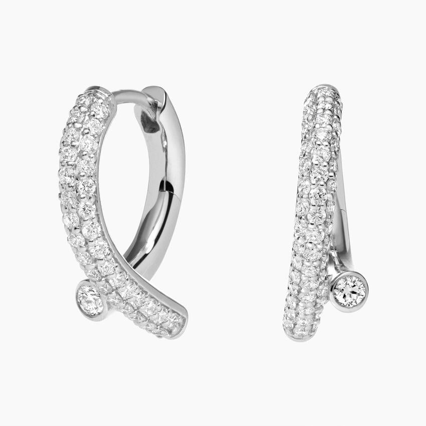 1 CTW Lab Grown Diamond Bypass Hoop Earrings