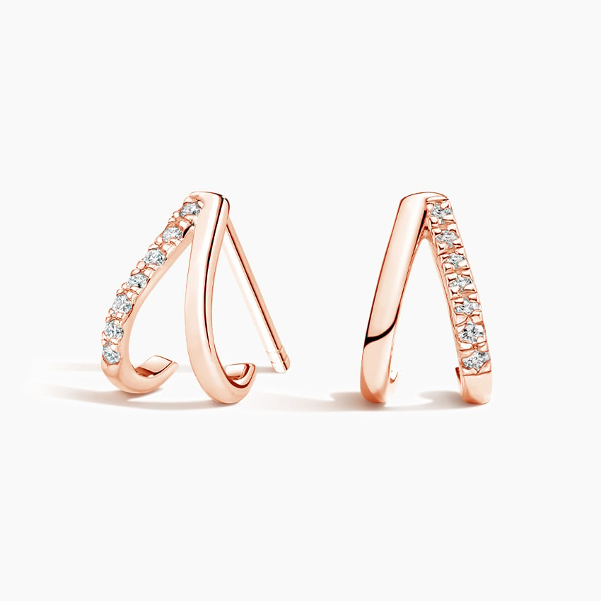 Lab Grown Diamond Huggie Earrings in Silver