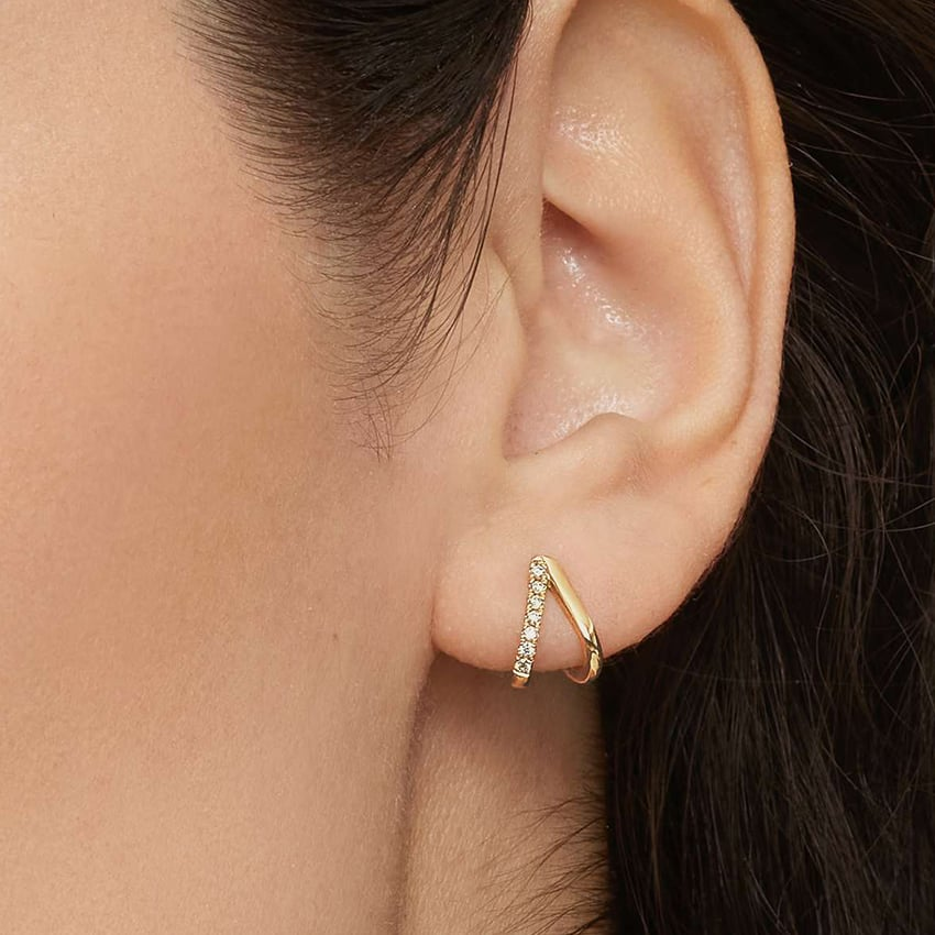 Lab Grown Diamond Huggie Earrings in Silver