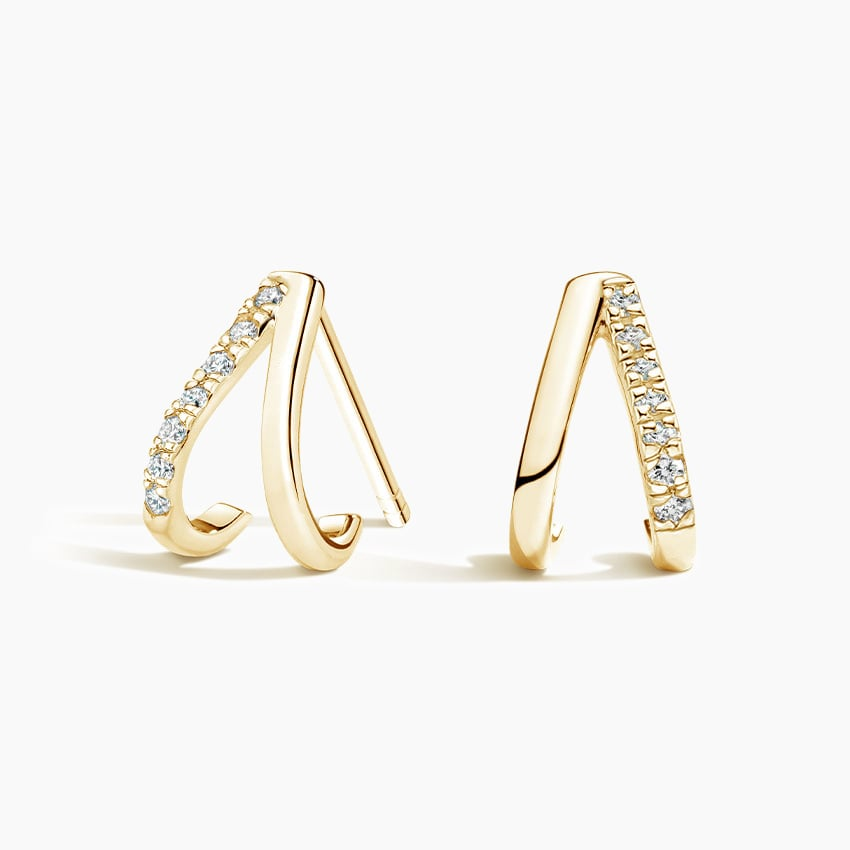 Lab Grown Diamond Huggie Earrings in Silver