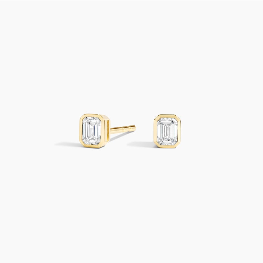 1/4 CTW Emerald Cut Lab Grown Diamond Bezel Stud Earrings