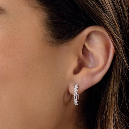 1/4 CTW Baguette Diamond Cluster Hoop Earrings In Yellow Gold