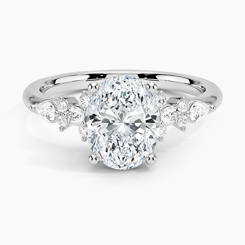 2 CT Lab Grown Diamond Oval Cut Cluster Engagement Ring