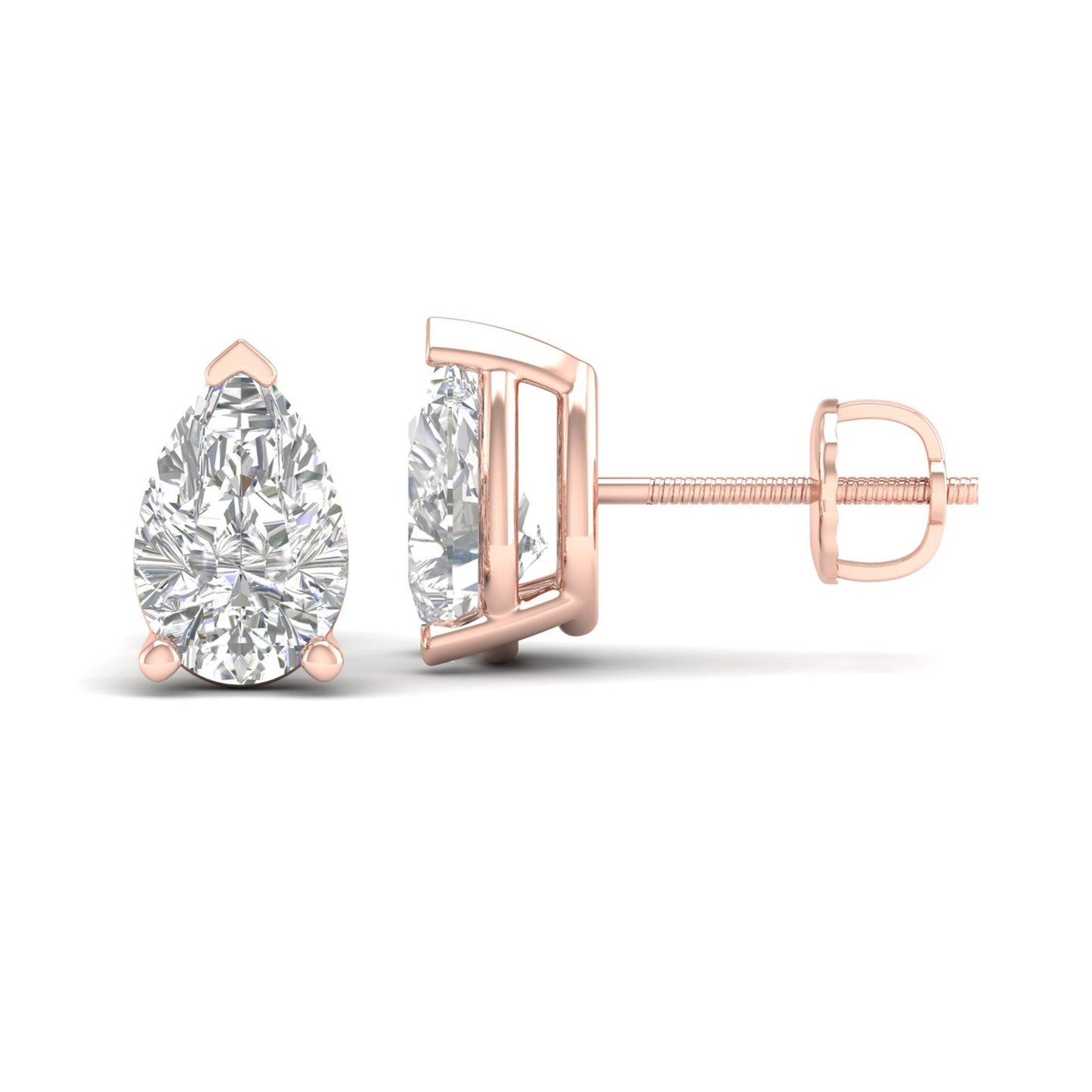 10 CTW Lab Grown Diamond Solitaire Pear Stud Earring