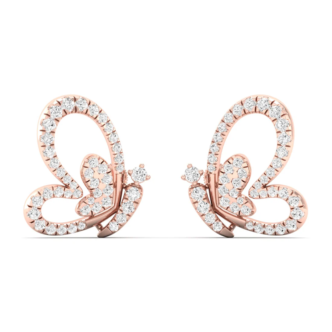 0.46 CTW Lab Grown Diamond Big Heart Butterfly Stud Earring