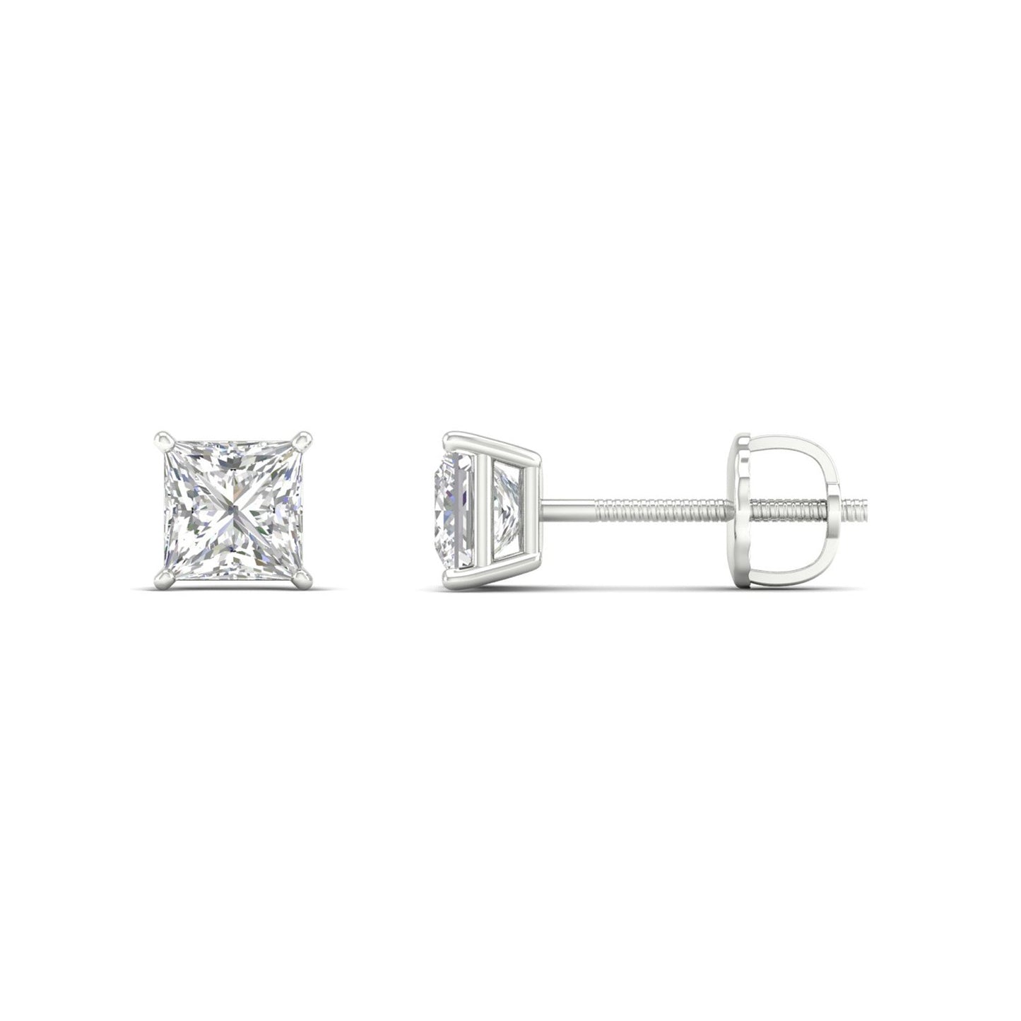 0.50 CTW Lab Grown Diamond Princess Shape Stud Earring