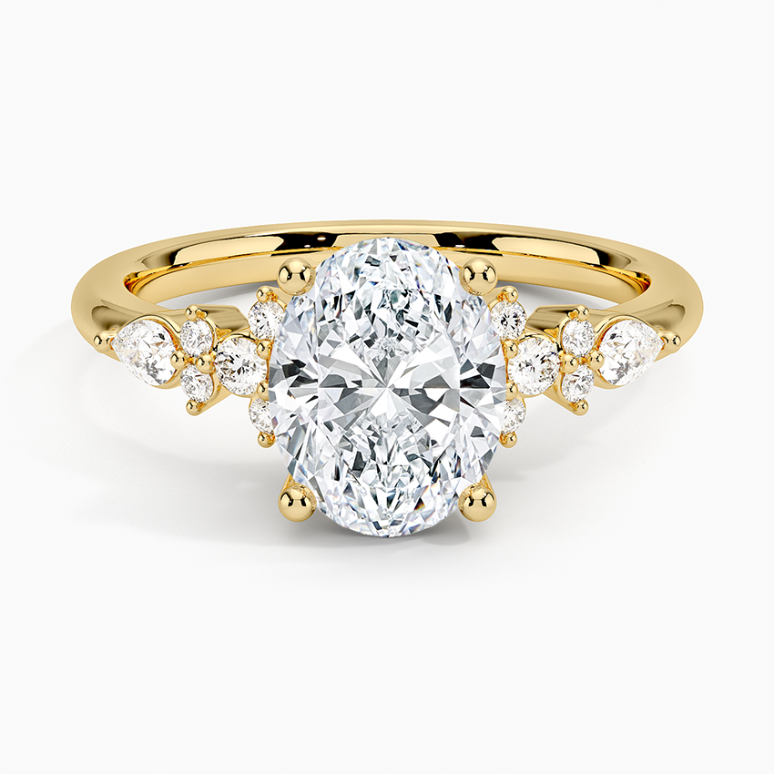 2 CT Lab Grown Diamond Oval Cut Cluster Engagement Ring