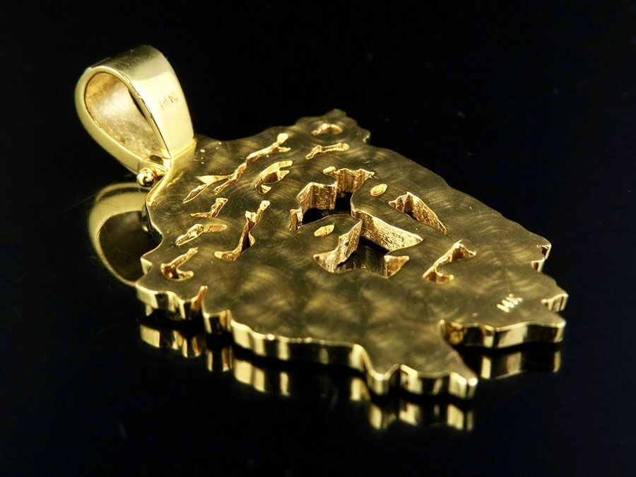 Yellow Gold Cutout Jesus Face Lab Grown Diamond Pendant