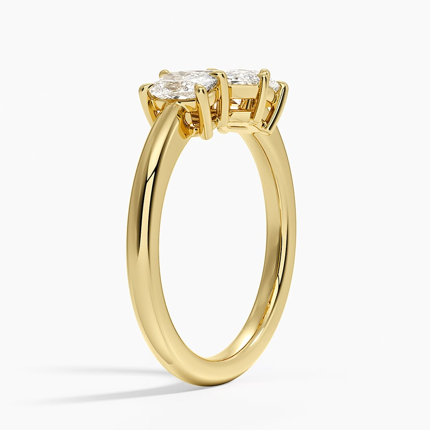 1/2 CT Three Stone Diamond 18k Yellow Gold Marquise Lab Grown Ring