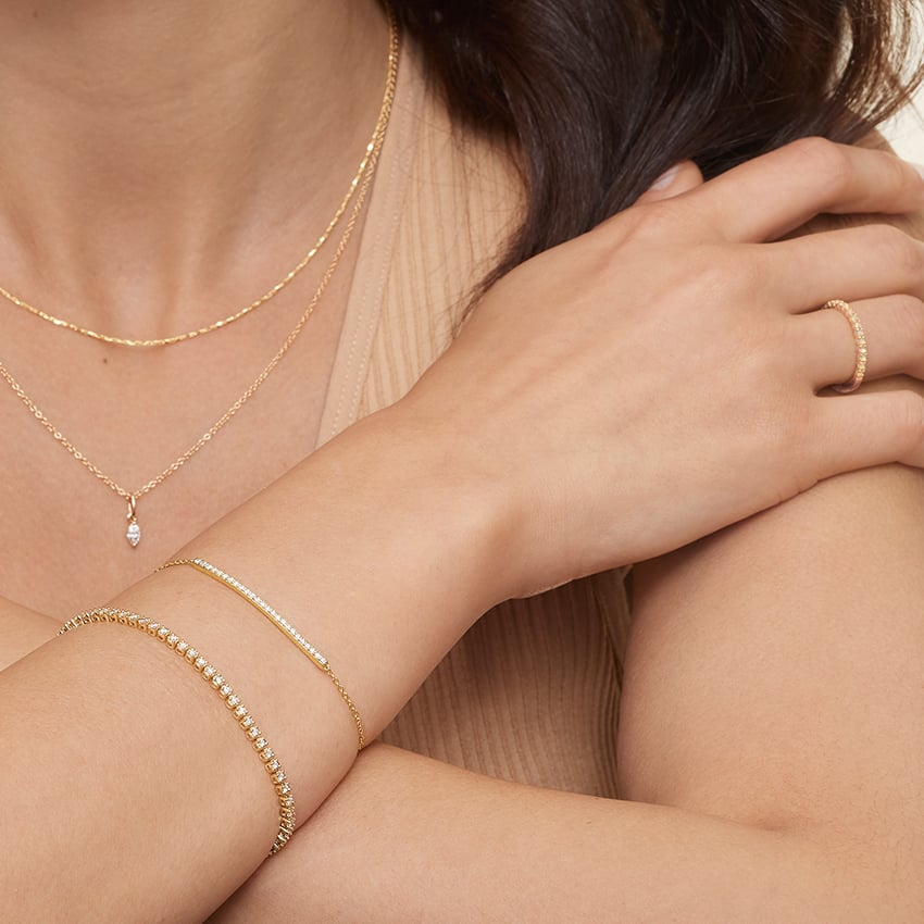 7 inch Minimalist Lab Grown Diamond Bracelet Set