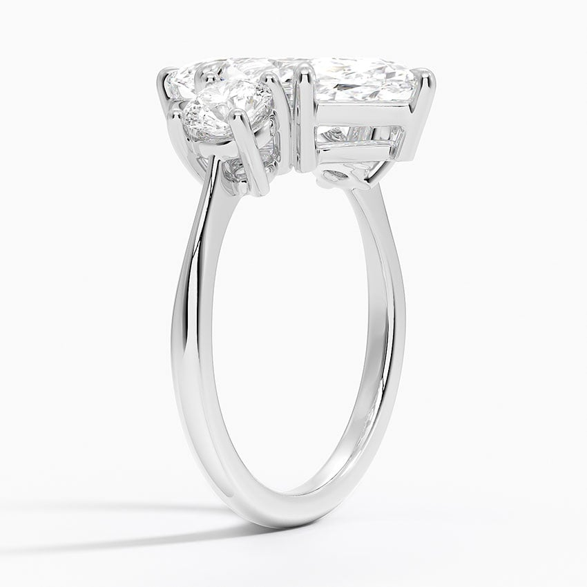 3 CT 3 Stone Lab Grown Diamond 18k Solid Gold Engagement Ring