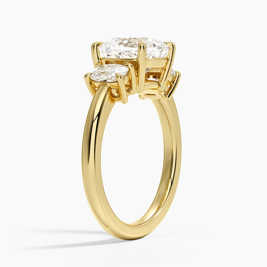 2 1/2 CT Cushion Cut Lab Grown Diamond 3 Stone Ring