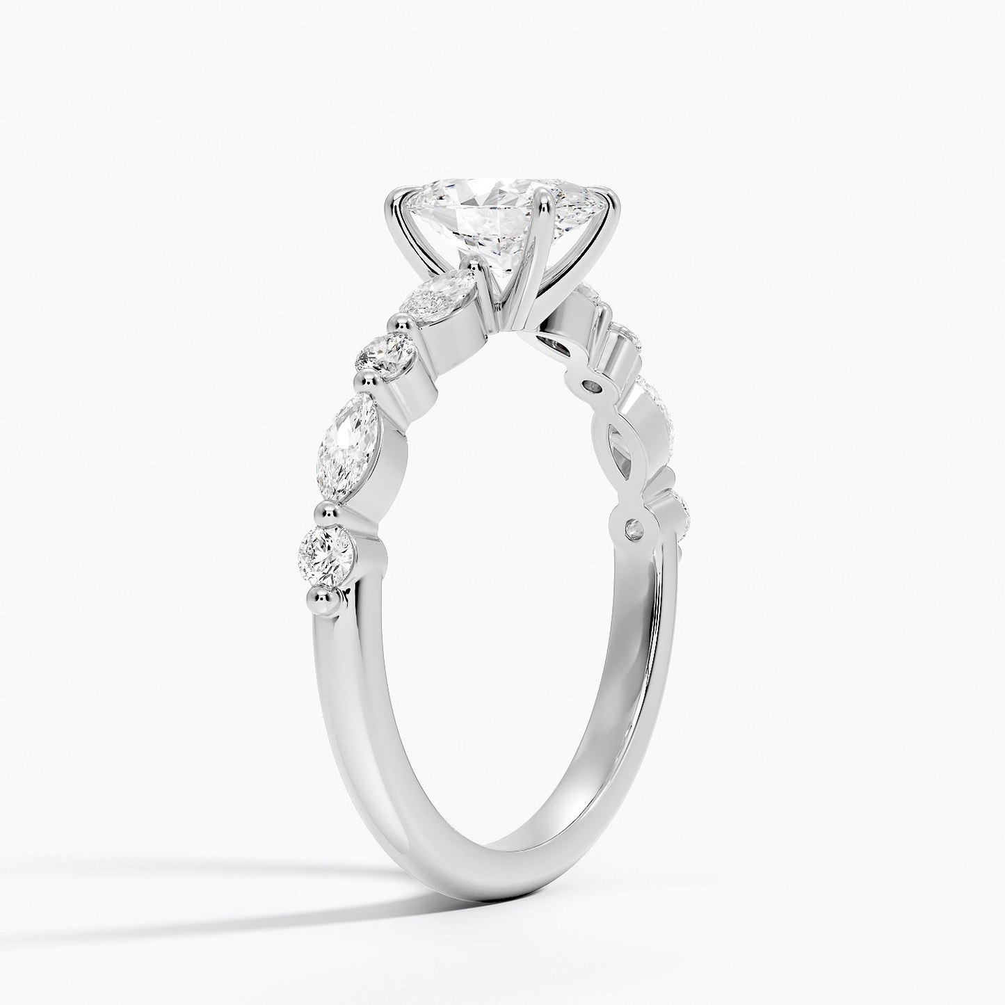 3/4 CT Halg Eternity Oval Lab Grown Diamond Engagement Ring