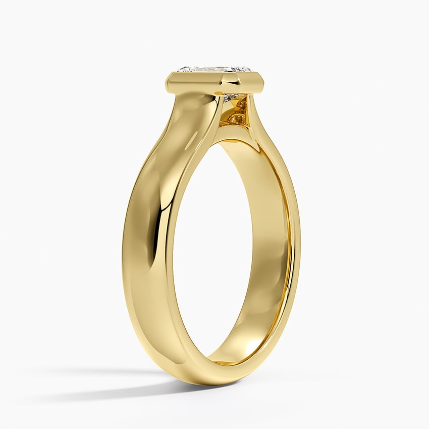 1/2 CT Emerald Bezel Set Lab Grown Diamond Gold Ring