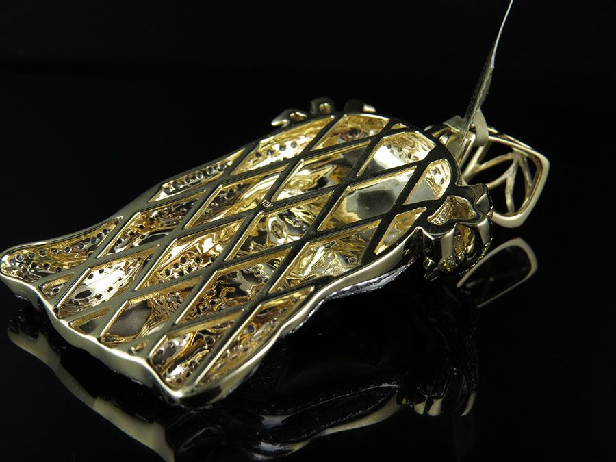 10K Gold Jesus Face Matte Lab Grown Diamond Pendant