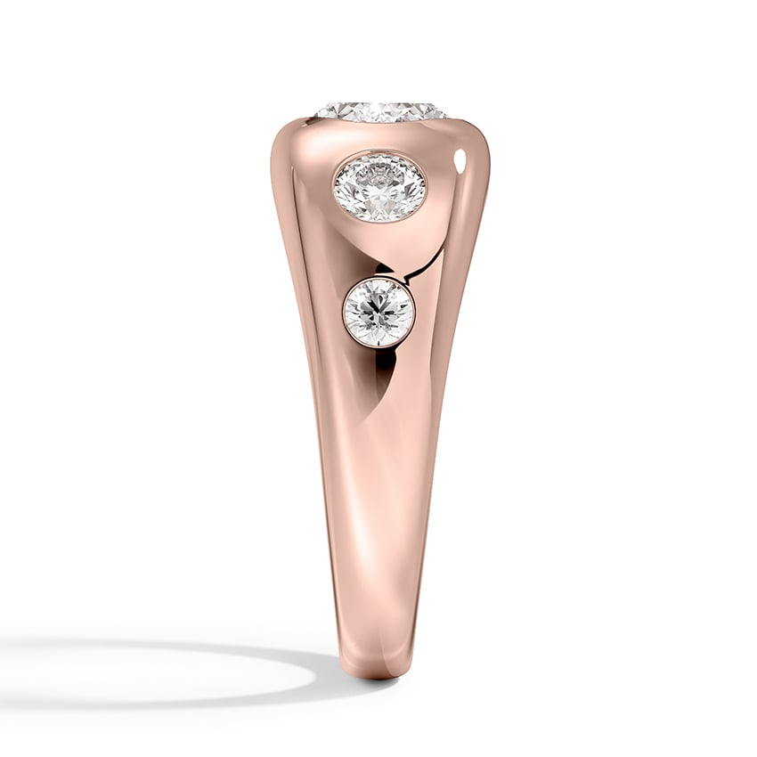 1CT Lab Grown Diamond Flush Set Five Stone Yellow Gold Dome Ring