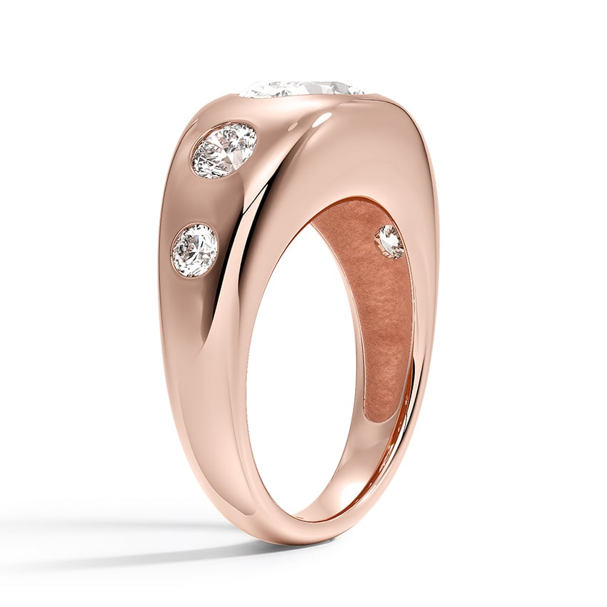 1CT Lab Grown Diamond Flush Set Five Stone Yellow Gold Dome Ring