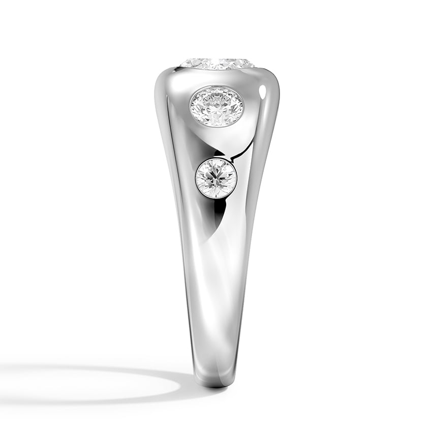 1CT Lab Grown Diamond Flush Set Five Stone Yellow Gold Dome Ring