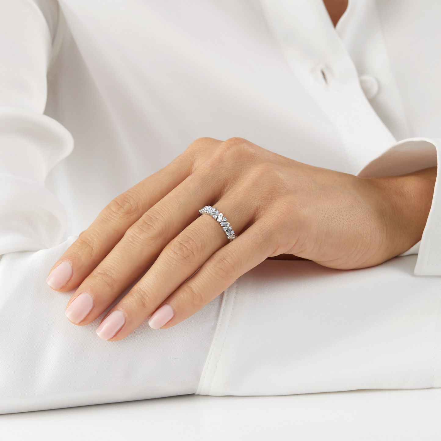 Baguette Cut Lab Grown Diamond Gold Wedding Band